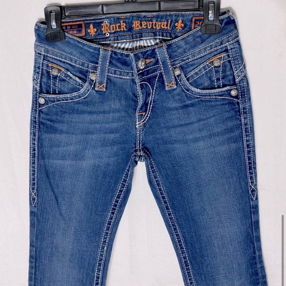 Rock Revival Stephanie Boot Med Wash Low Rise Boot Cut Jeans 26 - Picture 10 of 16